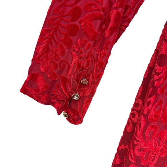 Soft Surroundings Walden Red Velvet Burnout Women’s Mockneck Top Sz 1X - Picture 13 of 13